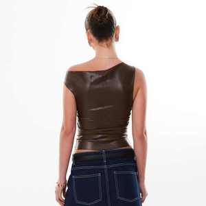 Corsé de cuero sexy para mujer, top de tubo, corsé moldeador de color liso, prenda exterior, top bustier, conjunto de mujer - Product Image 5