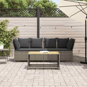 Canapé de jardin en rotin PE gris et acier thermolaqué, matériau polyester durable - Product Image 3