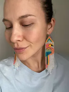 Pendientes largos de moda con cuentas de loro, pendientes de flecos con cuentas de semillas, pendientes de aves con cuentas, pendientes de naturaleza, pendientes tropicales, para regalo - Product Image 4