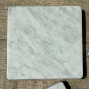 Best Quality Natural <b>Marble</b> <b>Coasters</b> White and Grey Stone Square Design For Decorative Home Use Coffee and Tea Table Protection - Product Image 2
