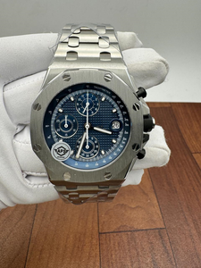 Montre automatique de luxe 41 mm avec boîtier octogonal en acier inoxydable, cadran bleu chronographe, date, mouvement ETA et verre saphir - Product Image 2