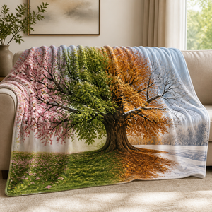 Custom Art <b>Throw</b> Blanket Personalized Four Seasons Quote Train Ticket Cat Dog Botanical Sublimation Flannel Fleece Polyester - Product Image 4