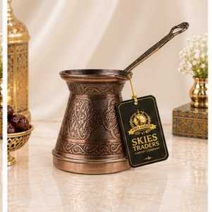 Cafetera Turca de Cobre Martillado a Mano con Mango de Madera Oscura, Tradicional Cezve Árabe, Cafetera Espresso para Estufa, Ibrik - Product Image 5