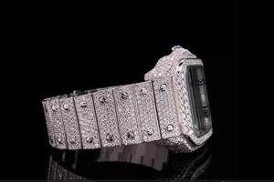 Iced Out Roman Numerals <b>Watch</b> Silver Square Automatic Men <b>Mechanical</b> Bust Down Luxury Hip Hop Bling Moissanite Style <b>Watch</b> - Product Image 3