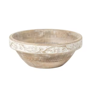 Eco Friendly Solid Round Shaped <b>Wooden</b> Bowl for Salad <b>Fruits</b> Soup Rice Burly Wood Kitchen Utensils from India - Product Image 2