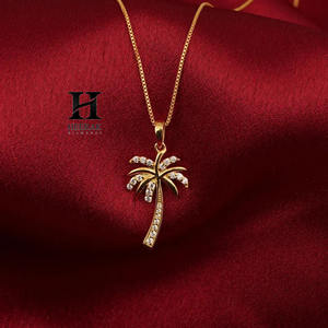 Luxury <b>Palm</b> <b>Tree</b> Pendant <b>Necklace</b> 14K Gold Plated VVS Moissanite Lab Grown Diamond Tropical Coconut <b>Tree</b> Charm <b>Necklace</b> forWomen - Product Image 3