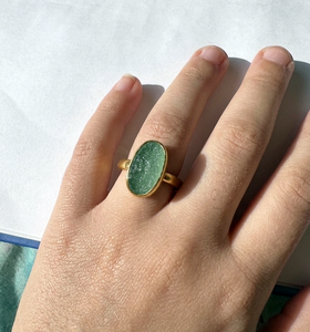 Handmade Natural Gemstone Amazonite Oval Shape <b>Open</b> <b>Ring</b> for Women - Product Image 1
