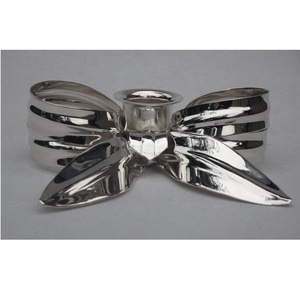 Small Silver Plated Brass Candle Stick <b>Bow</b> <b>Holder</b> Easter Centerpiece Wedding Gift Basic Small Vintage Candle <b>Holder</b> - Product Image 2