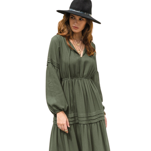 Vestido largo floral de manga corta para mujer, elegante vestido de corte en A - Product Image 4