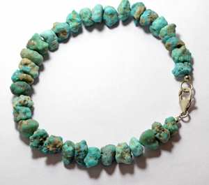 Perles de pierres précieuses en turquoise brute non polie avec fermoir en argent sterling 925, vente en gros - Product Image 2