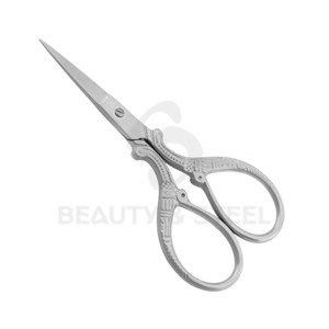 Professional Straight Cuticle Scissors with Vintage Victorian-Style Engraved Handles and <b>Sandblasted</b> Matte Finish - Product Image 5