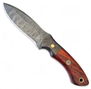 Outil utilitaire artisanal en acier Damas avec manche hybride en bois de palissandre rouge et mosaïque - Product Image 3