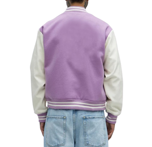 College Baseball Varsity Jacket for <b>Men</b> with Custom Logo Wool Stand Collar Geometric Patchwork for Autumn/Winter Wear - Product Image 2