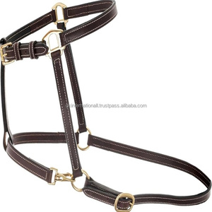 Harnais pour cheval en cuir noir et brun Havana, fait main, double couture, robuste, avec quincaillerie en laiton réglable - Product Image 1