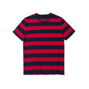 Camiseta de Manga Corta a Rayas para Hombre, Cuello Redondo, Corte Regular, Tejida, Informal, con Estampado Negro y Amarillo - Product Image 2