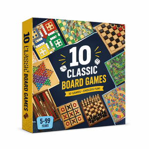 Ensemble de 10 jeux de société traditionnels dans une boîte en carton - Collection de jeux familiaux |   Achat en gros - Product Image 1
