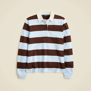 Polo à manches longues rayé en tricot pour homme, style preppy, bleu et blanc, coupe classique - Product Image 6