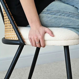 เก้าอี้รับประทานอาหารหวายชายฝั่งทะเลหุ้มเบาะ2ชิ้นสำหรับเฟอร์นิเจอร์ห้องรับประทานอาหาร - Product Image 5