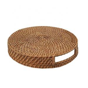 Bandeja Redonda de Ratán Natural Tejida a Mano, con Doble Asa, Duradera, para Decoración del Hogar y Hoteles, en Oferta - Product Image 2