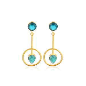 Elegant Apatite Hydro Gemstone <b>Earrings</b> Gold Plated Brass Fashion Jewelry for Women - Product Image 1