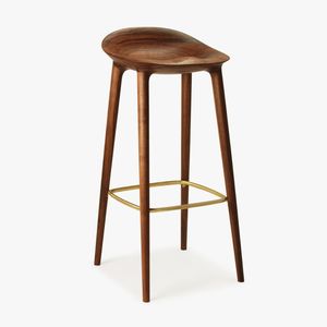 Taburete de Bar Moderno de Madera con Base de Metal, Diseño de Mediados de Siglo para Bar en Casa y Mostradores de Cocina - Product Image 3
