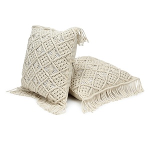 2022 hecho a mano cuadrado ganchillo macramé hilo de algodón/funda de cojín de cordón decoración del hogar de alta calidad para uso en Hotel personalizado al por mayor - Product Image 1