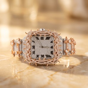 Montre de luxe automatique VVS Moissanite Diamant, couleur rose et blanc, style Hip Hop Iced Out, avec griffes, très populaire - Product Image 5