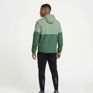 Unisex Contrast Forest Green <b>Black</b> 2 Piece Hooded Windbreaker Jacket Track <b>Pants</b> Set Lightweight Athletic Sportswear Running - Product Image 4