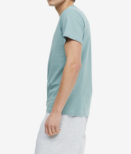 T-shirt pour homme de qualité supérieure, couleur vert sauge clair, coton doux, t-shirt basique, coupe ajustée, couleur unie, décontracté, été, confortable, à porter tous les jours - Product Image 3