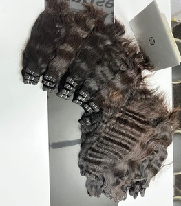 Extensions de cheveux naturels indiens Remy noirs à clipser, texture Deep Wave, qualité vierge, doux, épais, réutilisables - Product Image 2