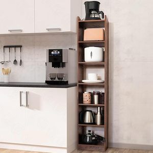 Wooden Floor Standing Three-Tier <b>Kitchen</b> Storage <b>Rack</b> for Spice Pot Coffee Maker Rice Cooker and Kitchenware - Product Image 1