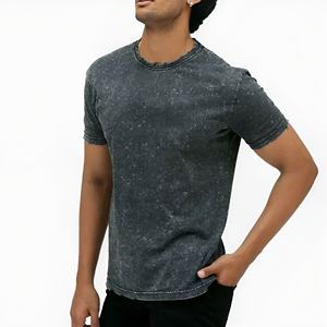 T-shirt délavé et vieilli pour homme, style streetwear, en coton, coupe ample, manches courtes, décontracté, vintage, pour l'été, style urbain - Product Image 2