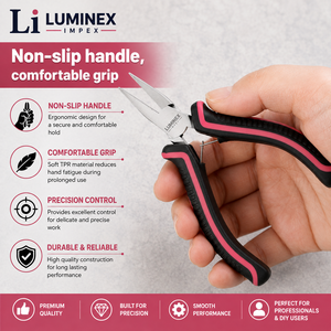 LUMINEX IMPEX LUB=113 <b>Long</b> <b>Nose</b> Stainless Steel Lightweight Smooth Work Jewelry Making Polishing Pliers for Bracelet Making DIY - Product Image 3