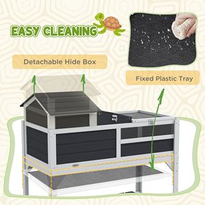 "Reptile & Amphibian Supplies Tortoise House W/ Adjustable <b>Lamp</b> Holder Storage <b>Shelf</b> Removable Main House Openable Lid Gray" - Product Image 6
