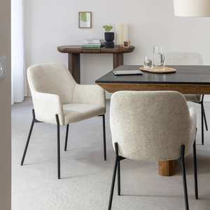 Fauteuil en tissu Vandana Lyra Hexa écru (lot de 2) - Product Image 1