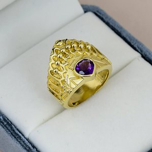 Crown Shape Amethyst Cocktail <b>Ring</b> Solid 925 Sterling Silver Gold Plated Bezel Set Vintage <b>Ring</b> For Men <b>Heart</b> Cut Gemstone <b>Ring</b> - Product Image 2