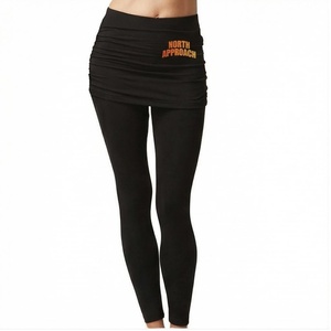 Leggings longs taille haute North Approach, noir uni, froncés, taille élastique, extensibles dans les quatre sens, pour le yoga - Product Image 1