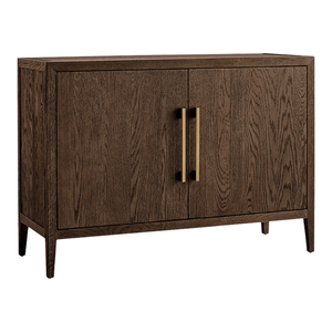 Minimalist Solid Teak <b>Sideboard</b> Cabinet 2-Door <b>Storage</b> Cable Hole Rich Dark Finish & Durable Natural Wood Construction - Product Image 5