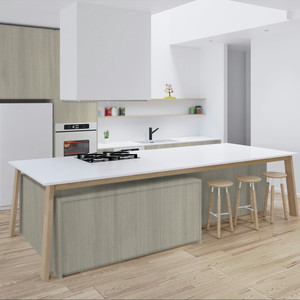 Juego de Muebles de Cocina Modernos Personalizados JY Project, Gabinetes de Cocina de Madera RTA con Isla, Gabinetes de Cocina Modulares de MDF y Contrachapado - Product Image 3