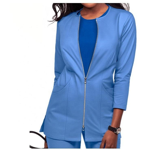 Veste de sport en polaire pour femme avec options de broderie, fermeture éclair intégrale, col montant, tenue de travail médicale pour infirmières - Product Image 6