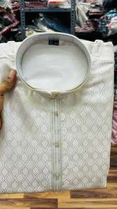 Conjunto de Kurta y Pijama Jacquard para Hombre, con Forro de Algodón y Pijama de Seda – Ropa de Diseño para Bodas y Fiestas - Product Image 3