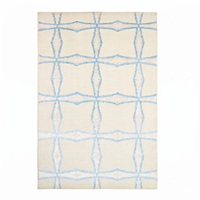 Tapis DECORDEC en laine écologique, antidérapant, tufté à la main, motif géométrique moderne treillis avec losanges allongés, poils moyens, épais