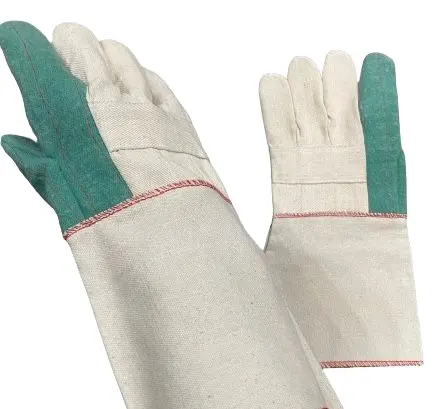 NEW CUSTOM COTTON HOT MILL TRIPLE PALM GLOVES HEAVY WEIGHT 31 OZ GREEN WORK GLOVES WITH BAND TOP WHOLESALE