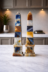 หินธรรมชาติรูปโอเบลิสก์ประดับด้วยลาพิส ลาซูลี งานแฮนด์เมด คริสตัลสโตน เป็นมิตรกับสิ่งแวดล้อม ของตกแต่งวันวาเลนไทน์ รูปปั้นประดับบ้าน - Product Image 2