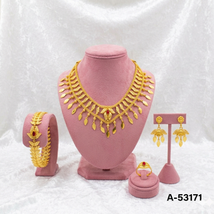 Traditional MOLL JEWELLERS 24K Gold Plated Brass Lab Created Zircon Women's Bridal Jewelry Set Charm Necklace Box <b>Chain</b> A-53174 - Product Image 4