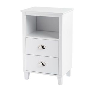 Comodino Moderno e Semplice in MDF Bianco Verniciato a Spruzzo, 40*30*63cm, con Gambe Alte e Due Cassetti, Arredamento per Camera da Letto - Product Image 4