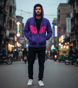 Sweat à capuche zippé Rexfit Sports Premium Streetwear délavé à l'acide, en tissu épais, brodé et imprimé, OEM ODM - Product Image 3