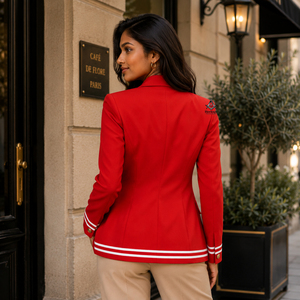 Greek Apparel Heritage Masonic Regalia Red Preppy Style <b>Blazer</b> Notched Collar Single <b>Button</b> Solid Color Woven Outerwear - Product Image 4