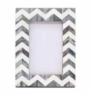 Handmade Modern Photo <b>Frame</b> in Luxury Style Customized with <b>White</b> Bone and Wooden Inlay UV Printed - Product Image 1