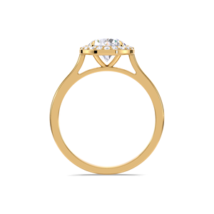 Bague de fiançailles avec halo de diamants ronds brillants de 1,16 carat, cultivés en laboratoire, en or jaune, blanc et rose 18 carats, certifiée IGI - Product Image 4